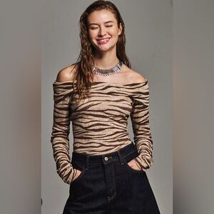 Anthropologie Pilcro Zebra Patterned Knit Top
